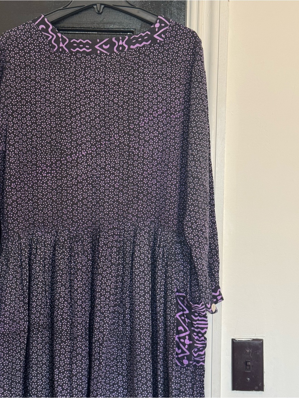 Women's Purple Patterned Button-Front Dress - Picture 5 of 5